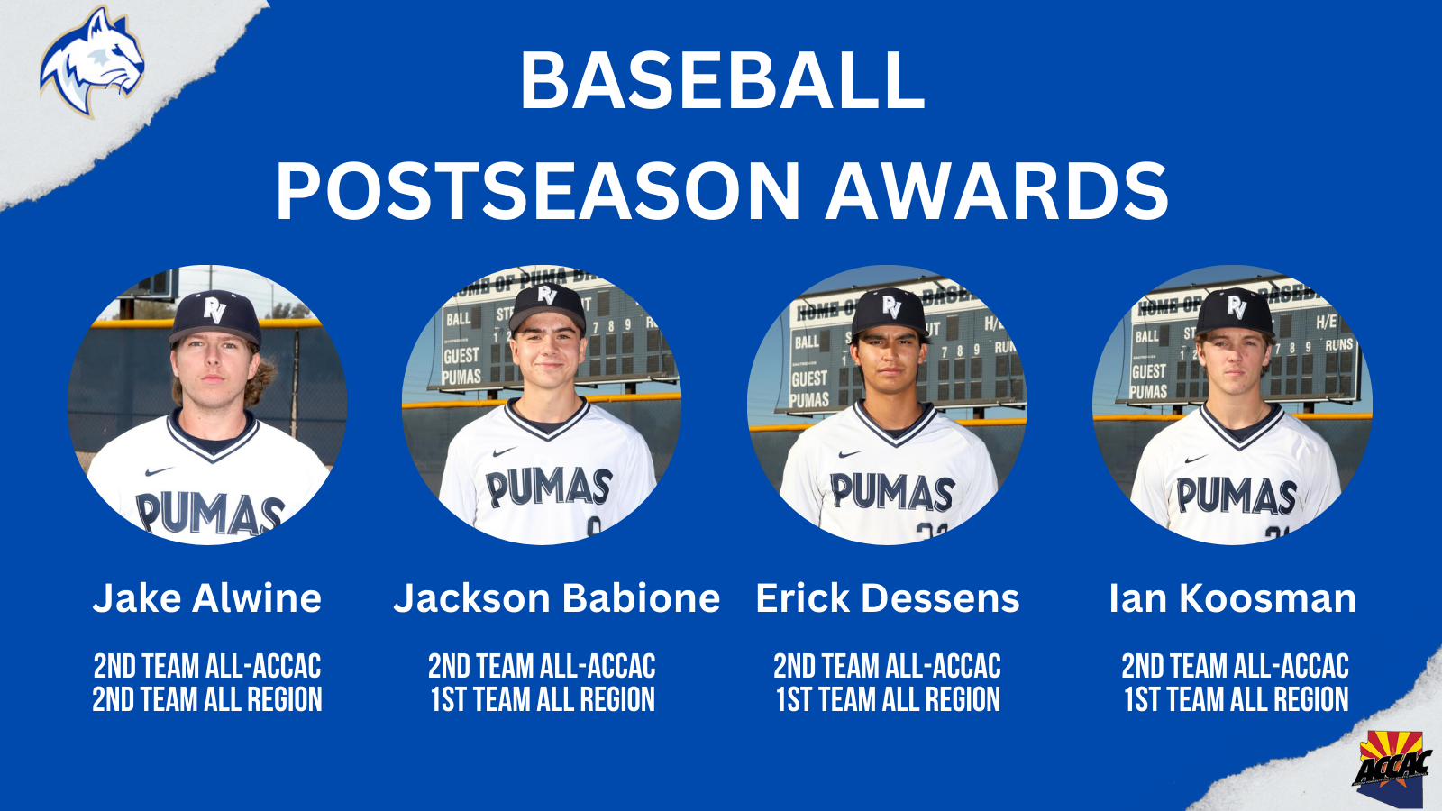 ALL-CONFERENCE &amp; ALL-REGION ACCOLADES FOR PUMA BASEBALL STUDENT-ATHLETES